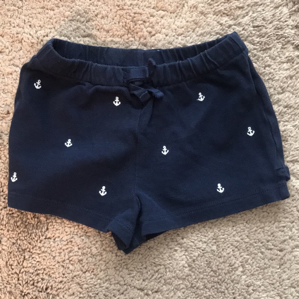 New Ralph Lauren 18M Girl Shorts Navy Blue Nautical Embroidered Anchors